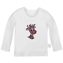 Милые футболки для новорожденных с рождественским оленем и оленем в стиле ретро, игральные карты, однотонные футболки с длинными рукавами для малышей
