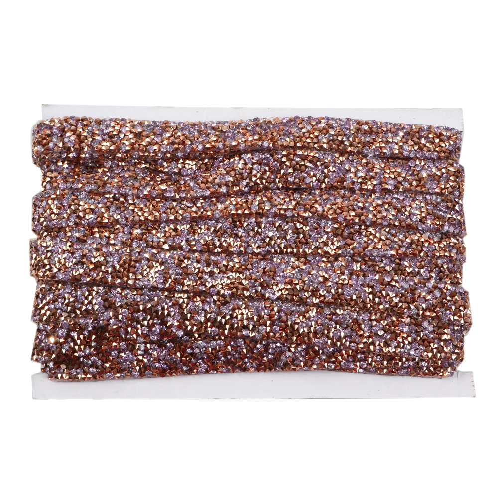 Rosegoldpurple15cm Новинка 1-2 мм 1 ярд Горячая буровая лента с кристаллами стразами Свадебные поделки DIY Швейные Планки одежда материал, 1Yc8257 - Цвет: Rosegoldpurple15cm