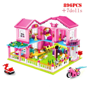 

Girl Series Dream Villa Pink House Big Garden Building Blocks DIY Friends Bricks Educational Toys Birthday Gifts For Children