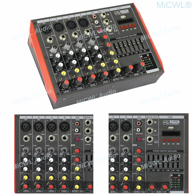 MG4 400W Power Mixer 4 Channel Mixing Console 2x200W Power Amplifier  Karaoke Music Live Mixer 2 Channel AMP Bluetooth 48V