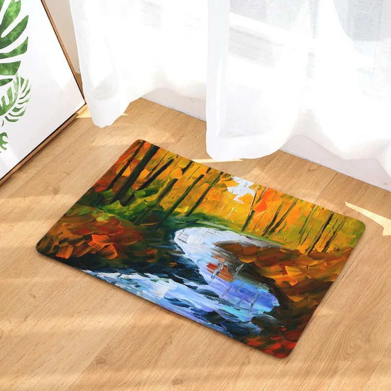 CAMMITEVER Beautiful Forest Oil-painting Brook Woods Mat Area Rug Area Rug Home Carpet Floor Door Mat Decoration