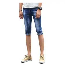 2016 новое поступление модные мужские джинсы водостираные прямые шорты из джинсовой ткани мужские светло-серые джинсовые шорты для мужчин