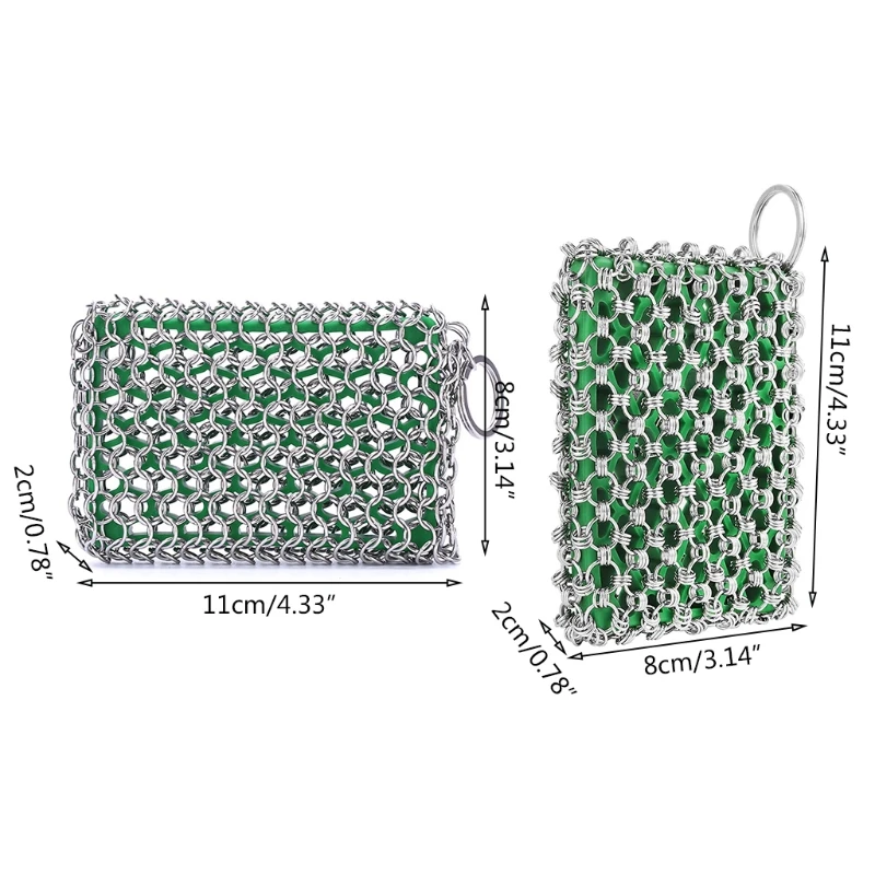 Cast Iron Stainless Steel Cleaner Chainmail Scrubber for skillet Wok Pot Pan Pre-seasoned Barbecue Kitchen Cleaning Accessories |