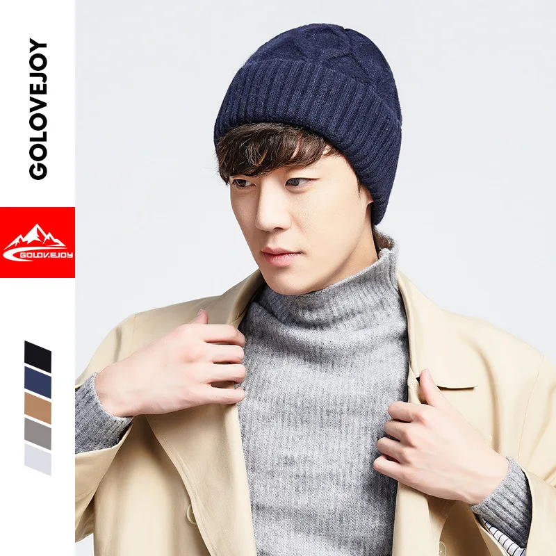 

Hat Men Winter Warm Knitted Yarn Korean-style Couples Pullover Women's Thick Toque Cycling Versatile Earmuff