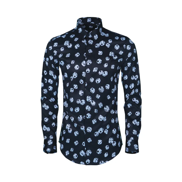 

2018 New Style Digital Printed Slim Fit Men's Shirt Popular Brand Men'S Wear No Ironing
