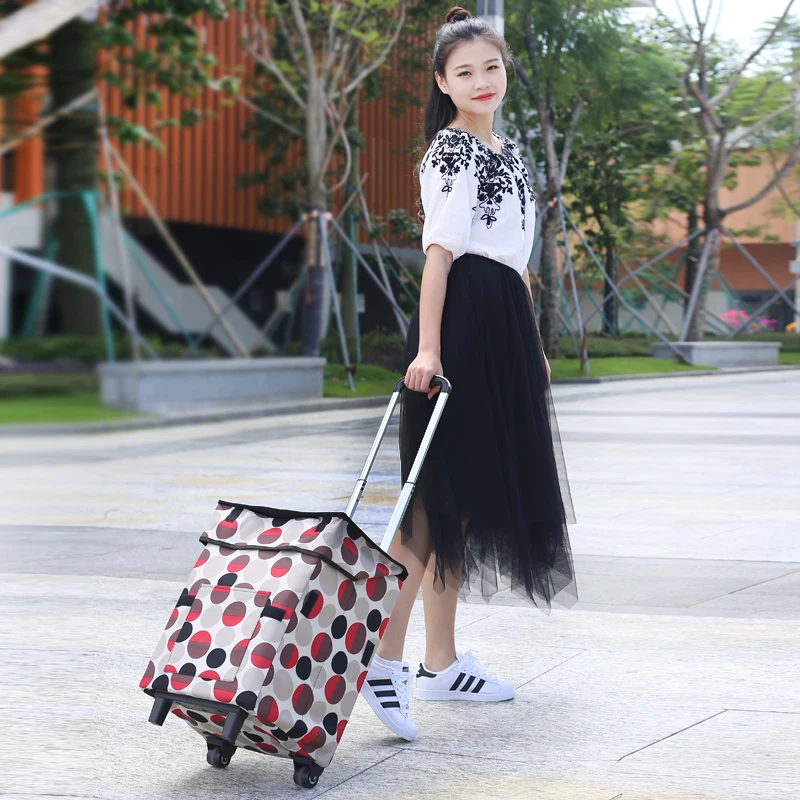 E-FOUR Bigger Smart Cart Victorian Collapsible Rolling Utility Cart Basket Grocery Shopping Teacher Hobby Craft Art Shopping Car