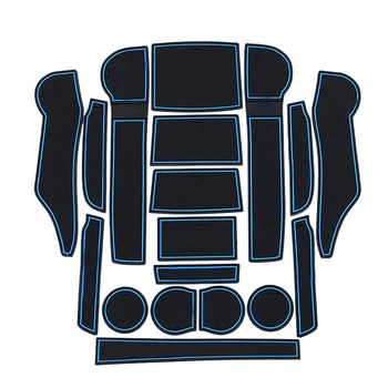 

18Pcs Car Front&Back Door Slot Pad Mat Cup Holders Mats Trim Interior Styling for Subaru Forester 2019 Interior Accessories Blue