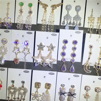 

30 Pairs/lot luxury fashion women crystal style earring lot top quality zircon women wedding earring wholesale 201106-104