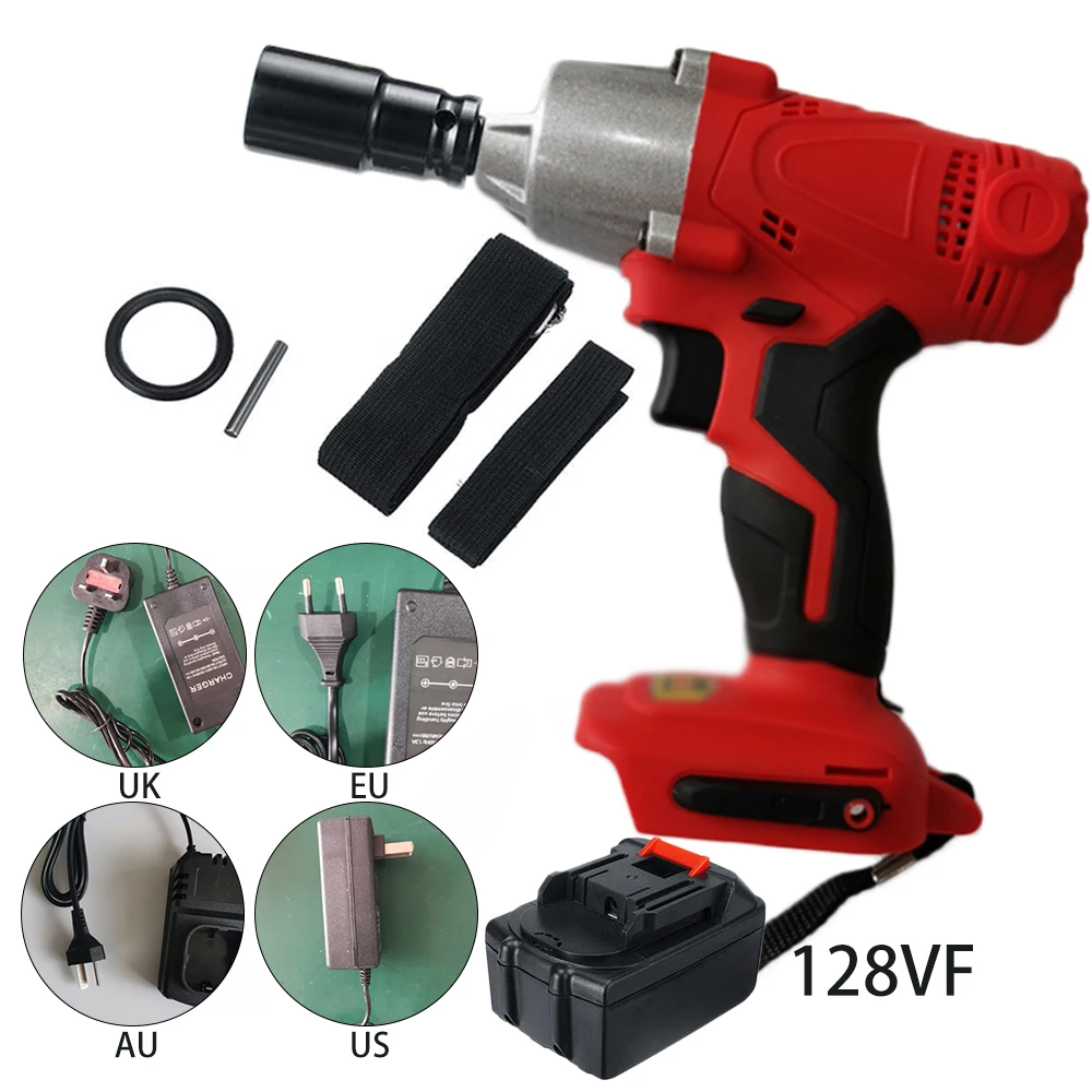 

128VF 350Nm Electric Rechargeable Impact Driver Drill Bit W/Led Light & Battery Input 180V-240V 50Hz