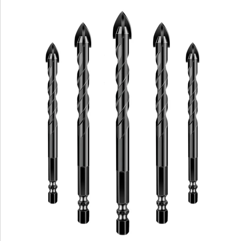 cheap!!!- 5pcs 4/5/6/8/10mm Cross Hex Tile Drill Bit Hole Opener Alloy
Hex Shank Drill Bit For Ceramics, Granite, Tiles, Stone, Wood