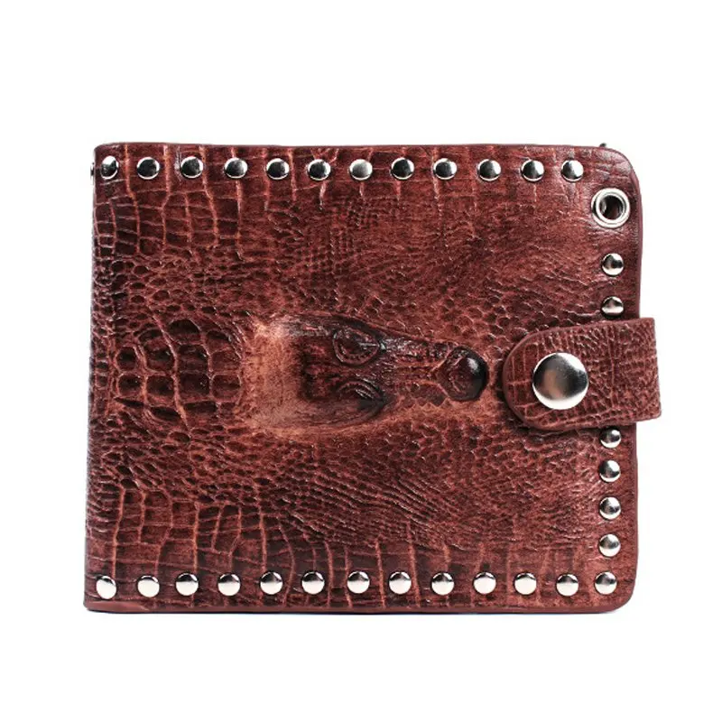 Brown JNKET, мужской короткий кошелек в стиле панк-рок, Ретро стиль, крокодиловый узор, кошелек, бумажник, держатель для карт, кошелек, клатч, кошелек, бумажник - Цвет: Brown