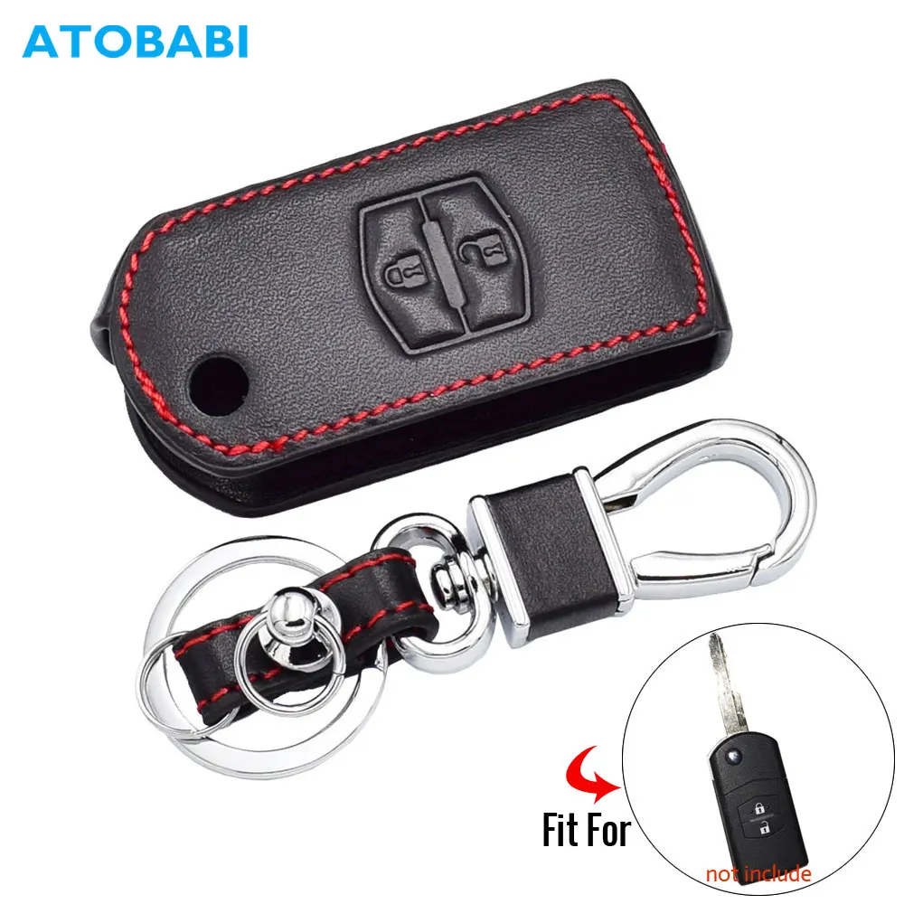 

Real Leather Car Key Case For Mazda 2 3 6 CX5 CX-7 CX-5 Folding Remote Fob Cover Keychain Holder Protector Bag Auto Accessories