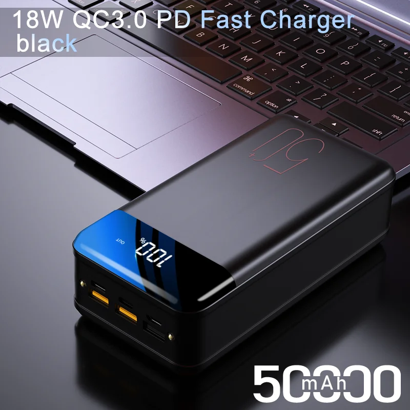 Power Bank 50000mah QC 3.0 Fast Charging PowerBank 50000mAh External Battery Portable Charger Poverbank For iPhone 12 11 Xiaomi best power bank brand Power Bank