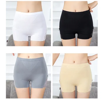 

Casual Pure Color Ladies Lace Tight Bottoming High Elastic High Waist anti-light Safe Pants