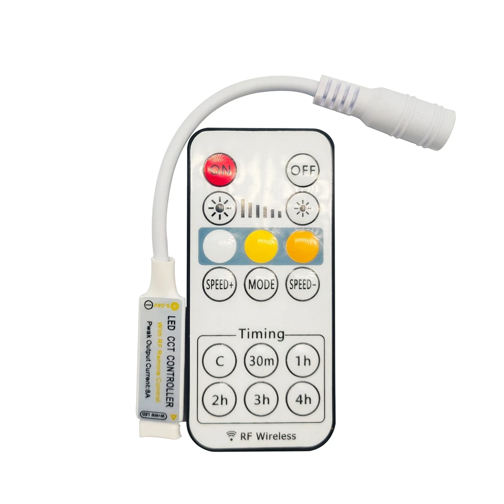 DC5-24V 8A CCT Led Controller 16keys RF Wireless Remote For 5050 WW+CW Strip With Timmer Function Timing Adjust Controll