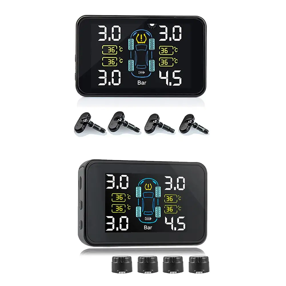 TPMS встроенные внешние датчики Солнечная зарядка автоматический Poweron Регулируемый температурный блок давления с 4 датчиками для всех режимов