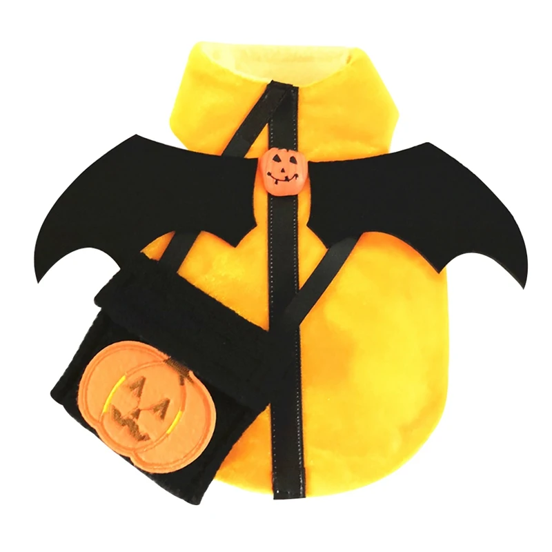 YELLOW Хэллоуин Тыква дьявол Одежда для питомцев, собачий костюм щенка свитера с сумка принадлежности для домашних животных костюмы на Хэллоуин для собаки - Цвет: YELLOW
