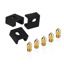 3pcs Heater Block Silicone Cover + 5x 0.4mm Nozzle For Creality Ender 3 CR-10S For 3D Printer Part Supplies Accessories 1pc blue pink black mk7 mk8 mk9 silicone socks for ender creality cr 10 anet reprap tronxy x5s silicone heater block cover