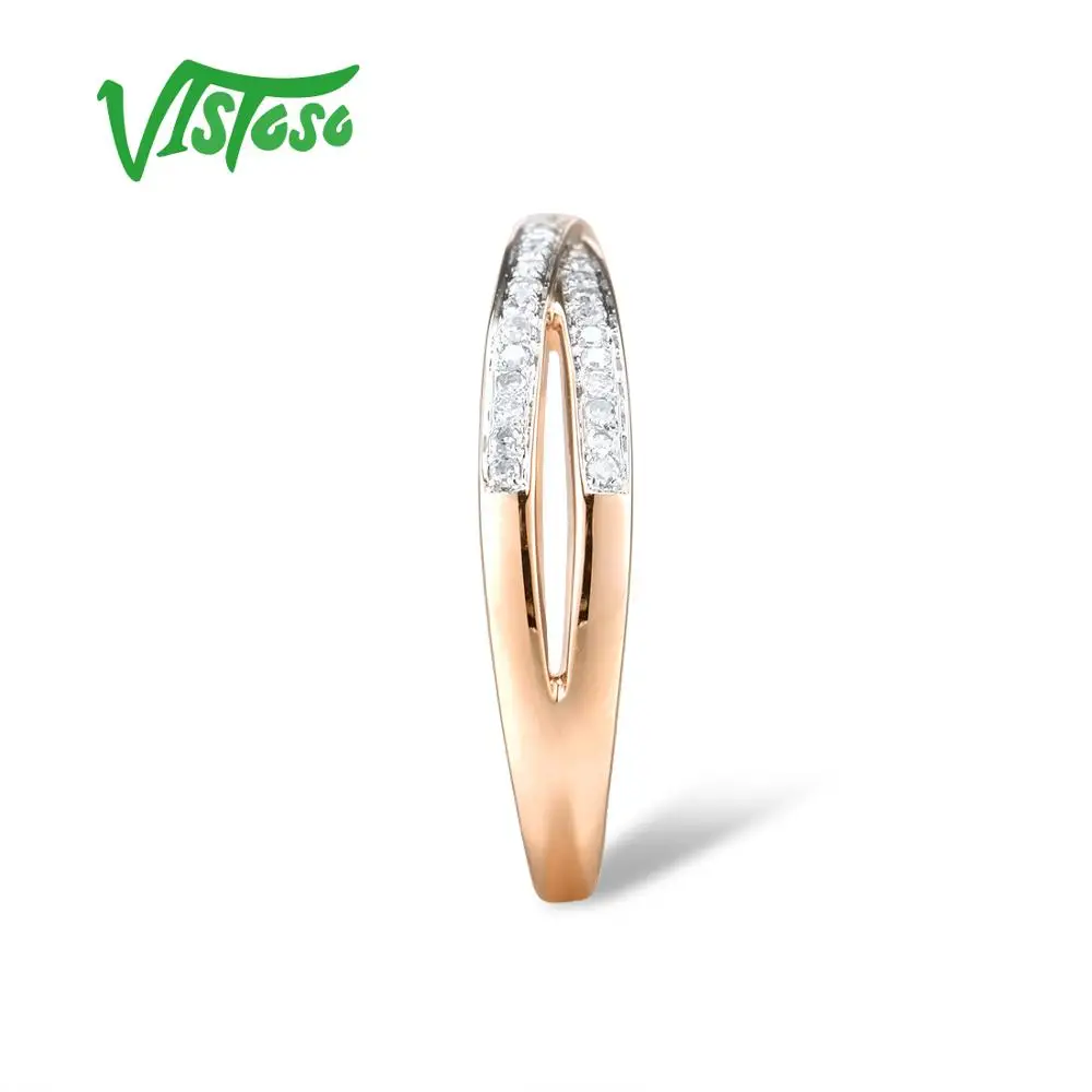 VISTOSO Подлинная 14 к 585 розовое золото, украшенные сверкающим бриллиантом изящное кольцо для Для женщин для годовщины помолвки мода модные ювелирные изделия