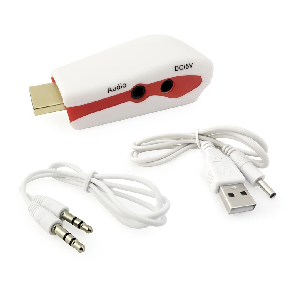 

1080P Full HD HDMI To VGA HDTV Projector With Power Jack For PC Laptop PS4 Plug Jack Video Adapter Male To VGA Female Converter