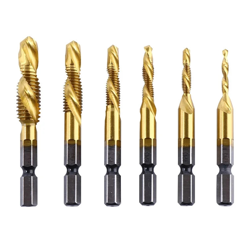 High Speed Steel Hexagonal Shank Composite Screw Tap / Triad Multifunctional Screw Tap