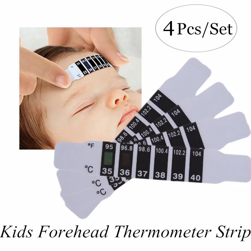 

4 Pcs Baby Kids Forehead Strip Head Thermometer Reusable Flexible Fever Body Temperature Test Monitoring Baby Health Care Tool