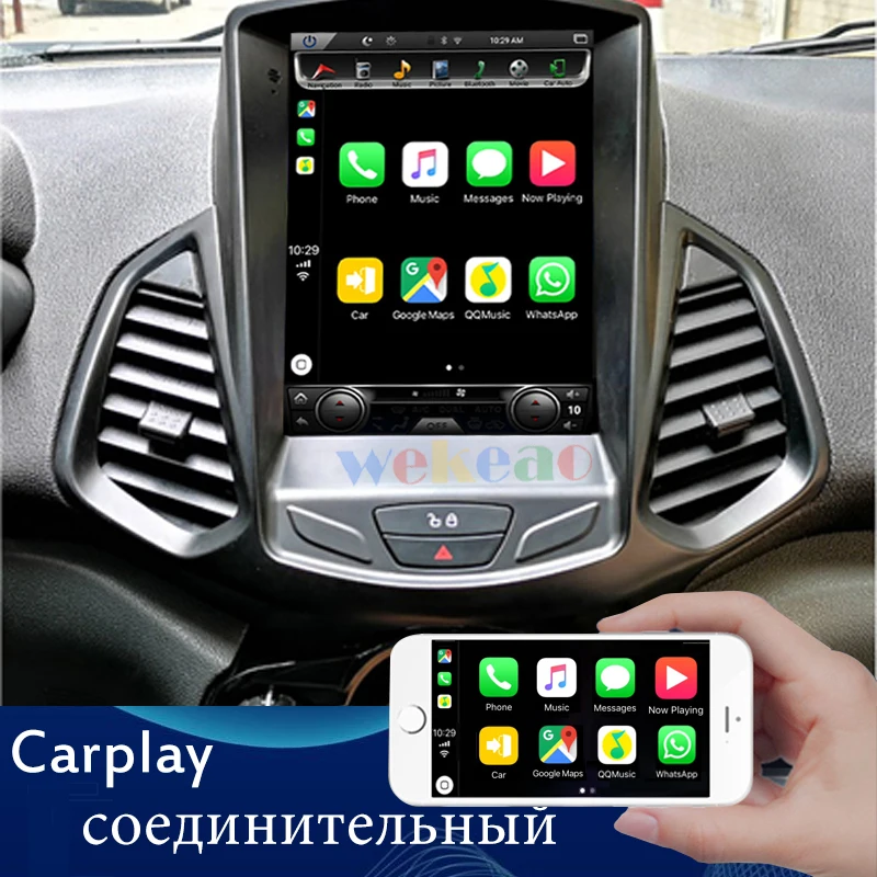 Wekeao вертикальный экран Tesla style 10,4 ''1Din Android 8,1 автомобильный gps-навигатор автомобильный dvd-плеер на основе Android для FORD EcoSport 2013+ 4G