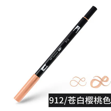 912 Japanese Brand Soft Head Watercolor Pen Nylon Double Head Graffiti Painting Pen Highlighter Marker Pens Art Supplies 24 colors - Color: 912