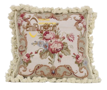 

needlepoint knot pillow knot For Bencheat Crosstitch Flower For Living Roomquare woolen knot Coverimple