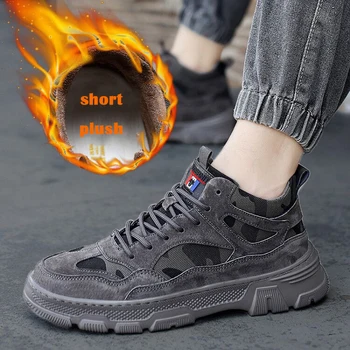 

Autumn Winter New Fashion Fur Keep Warm Comfortable Sneakers Men High Quality Male Leather Casual Shoes Zapatos Hombr Army