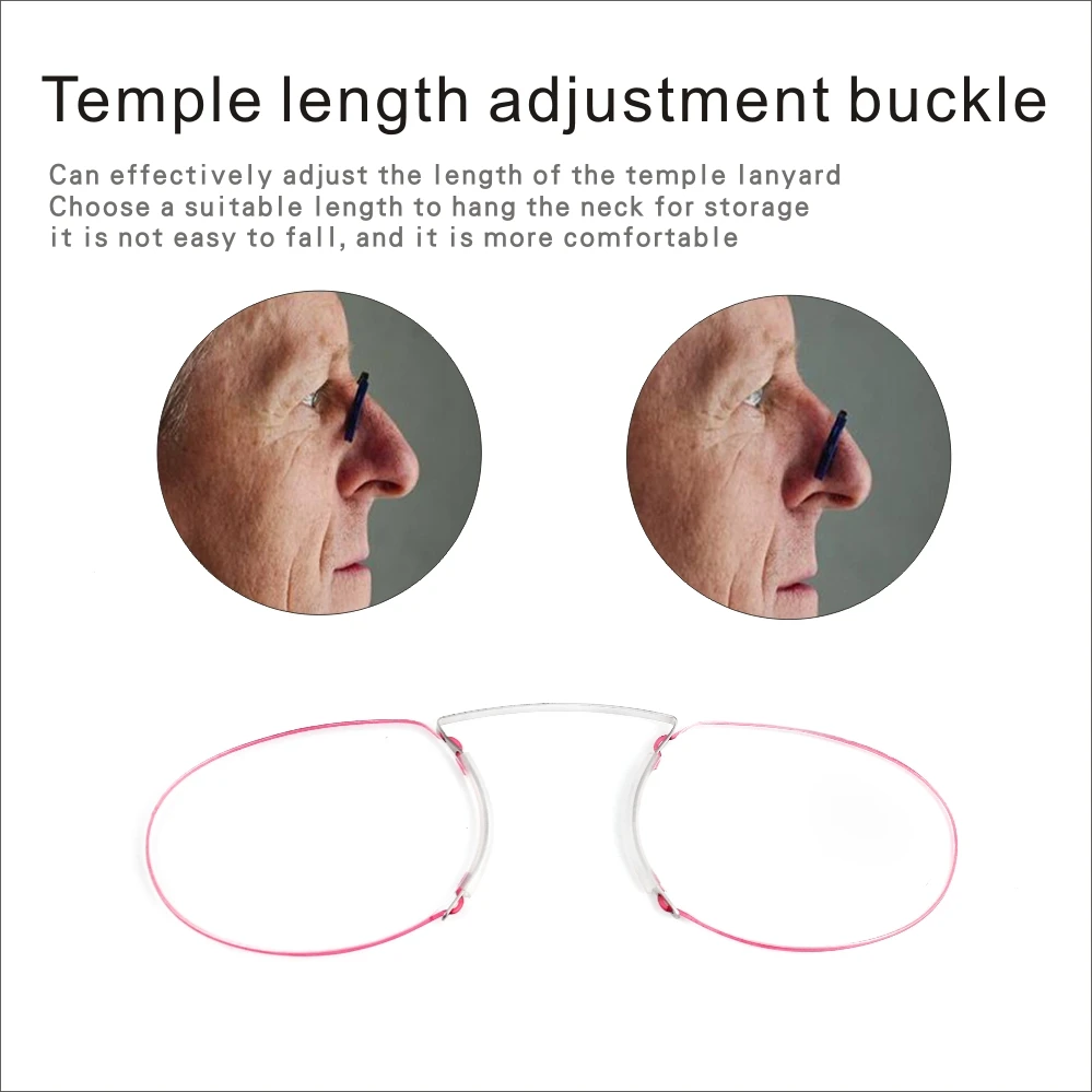 Rimless Foam Reading Glasses Nose Clip on Mini for Men Women Pince-Nez Portable Magnifier Oval with Case +1 1.5 2