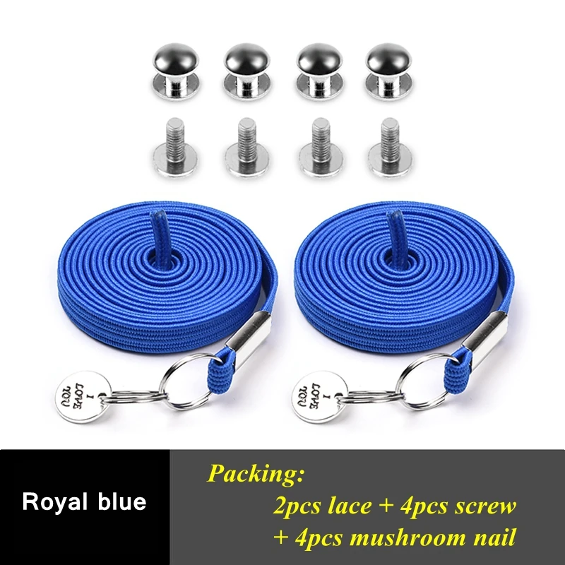 Royal blue 1 пара, быстрый Эластичный шнурок для рук, ленивые шнурки, без галстука, для детей и взрослых, плоские кроссовки, обувь со шнуровкой, 24 цвета - Цвет: Royal blue