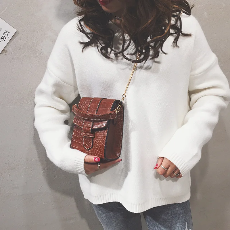 

JIULIN The Korean version of three-dimensional mobile phone bag stone pattern simple shoulder diagonal women's bag