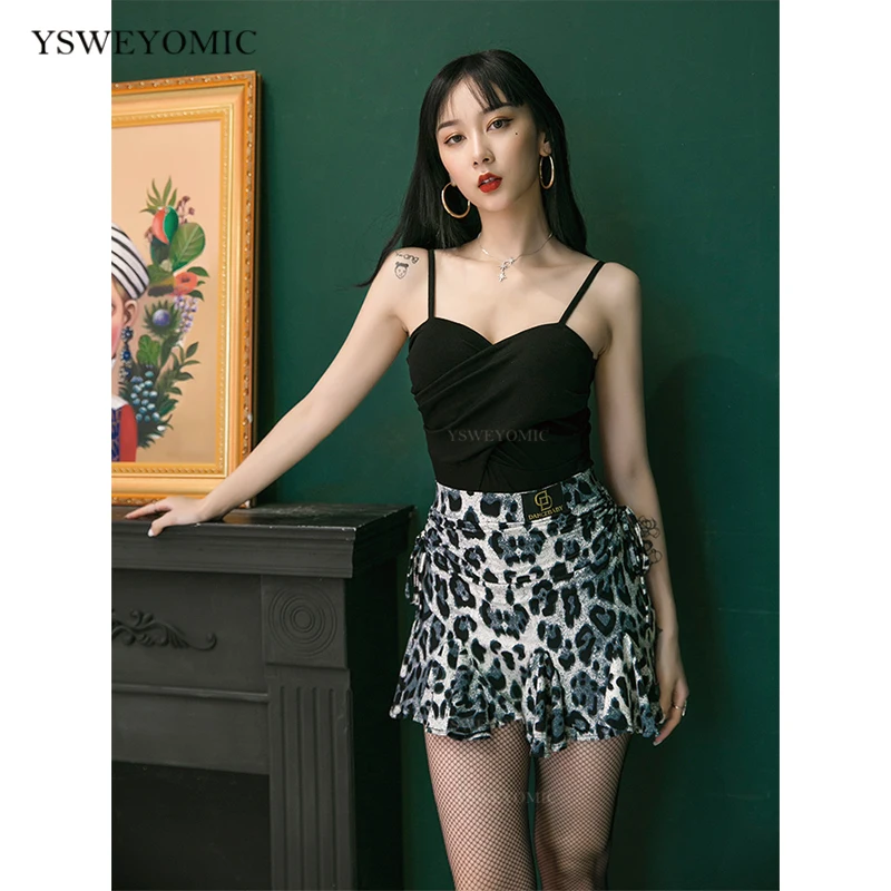 

DanceBaby Latin Dance Skirt Leopard Black Tango Salsa Cha Cha Rumba Samba Clothing Dance Costume Latin Dance Skirt Women