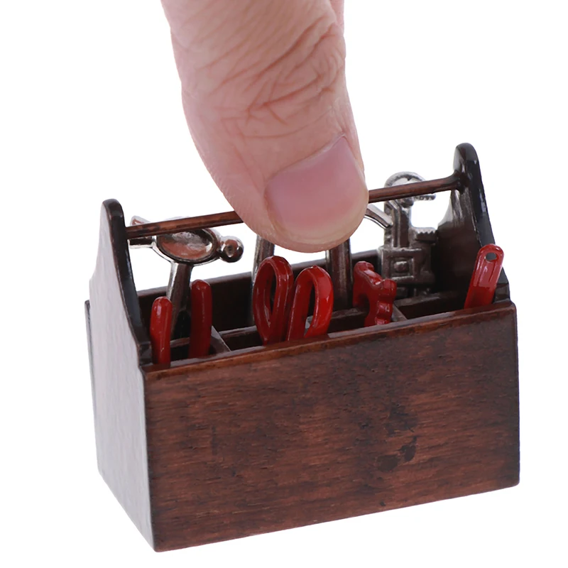 

8pcs/set 1:12 Dollhouse Accessories Mini Toolbox Handmade DIY Doll House Mini Furniture Model Tools Sets