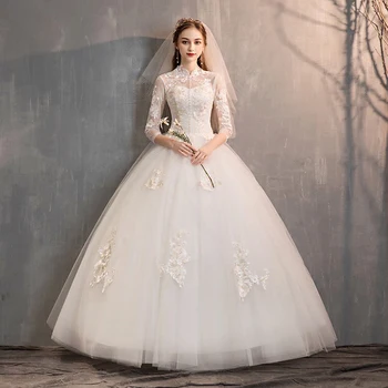 

Fashion Elegant Wedding Dress Lace Embroidery Wedding Gown Chinese Stand-up Collar Dream Wedding Dresses