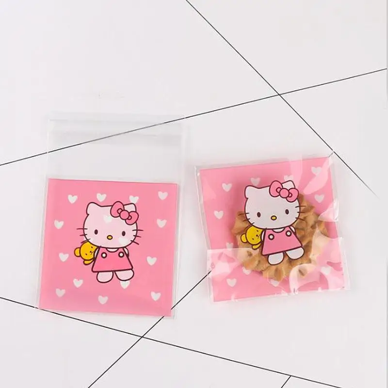 25 шт. hello kitty домашняя прозрачная сумка самоклеящиеся пакеты печенье конфеты хорошие сумки для дня рождения маленькие для подарка конфеты - Цвет: Светло-желтый
