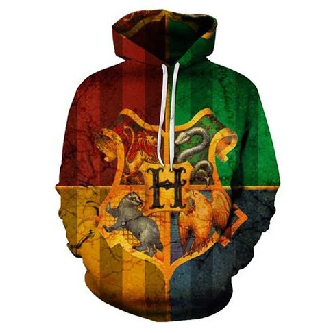 Gryffindor Slytherin Hufflepuff RavenclawCostume мужские и женские 3D толстовки с капюшоном, модные пуловеры, спортивные толстовки для косплея - Цвет: 2