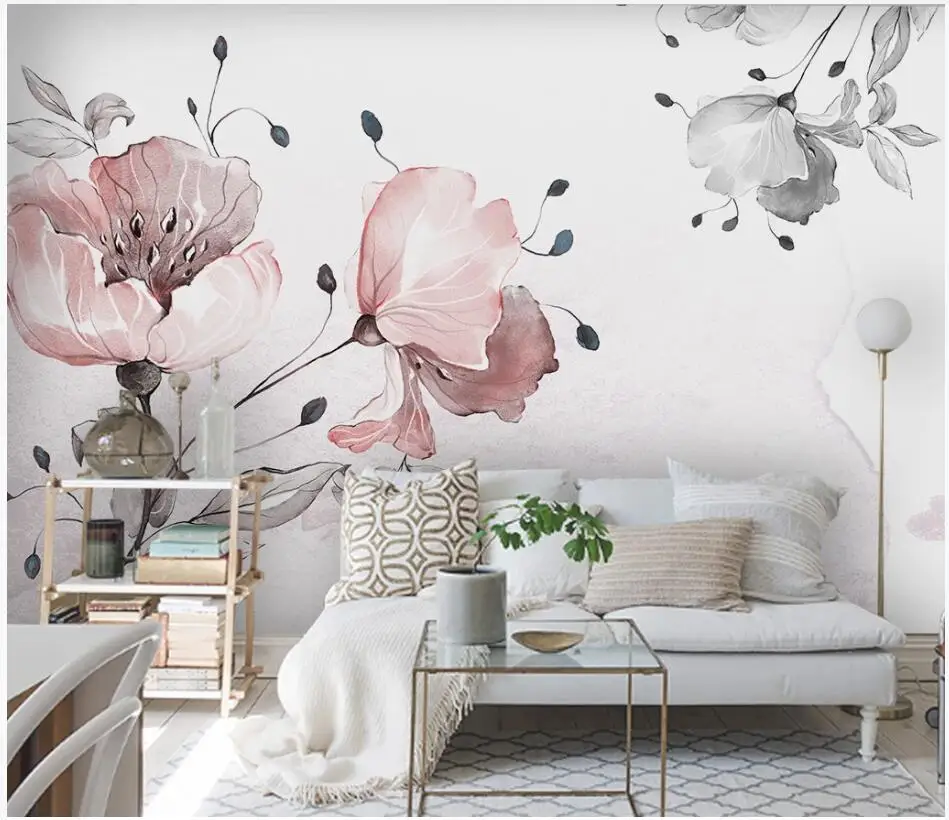 

Free shipping wallpaper 3d custom any size mural European simple watercolor flower home decor photo wallpaper in the living room