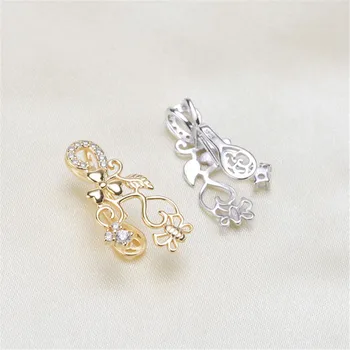 

Retro Style Metal 925 Sterling Silver Plating Karat Gold Tone Bail Connector Pearl Bead Caps Diy Pearl Jewelry Accessories