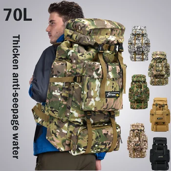 

70L Outdoor Men Backpack Molle Military Tactical BagsTravel Rucksack Sports Bag Waterproof Camo Camping Hiking Trekking Backpack