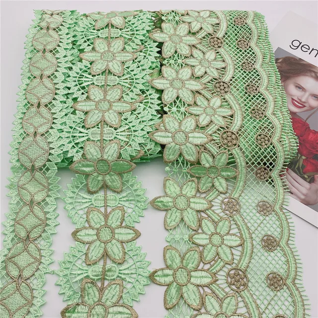 16colors in stock  Wholesale new Polyester Venise Lace suit african lace for wedding DIY crafted lemon green
