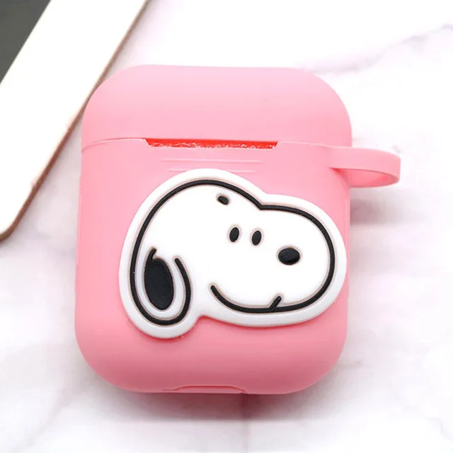 Мультяшный беспроводной Чехол для наушников для Apple AirPods 2, силиконовый чехол для зарядки наушников s, защитный чехол для AirPods - Цвет: pink snoo