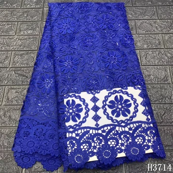 

High quality African tulle lace fabrics 2020 Blue sequin net lace fabric new arrival Nigerian lace fabrics for party HJ3352