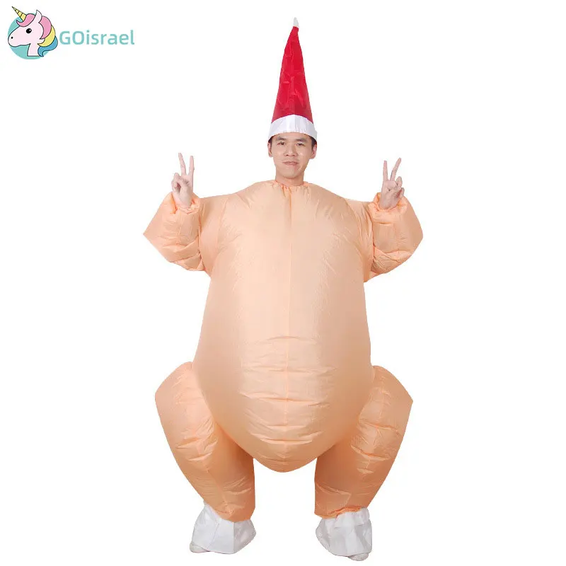 

Adult Man and Woman Christmas Thanksgiving Turkey Roast Chicken Doll Props Inflatables Party Holiday Fun Performance