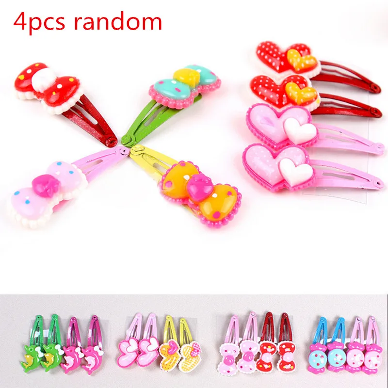 4pcs Bowknot Hair Clips Random Girls Kids Ribbon Hairpins Colorful Barrettes Headwear Hair Styling Tool