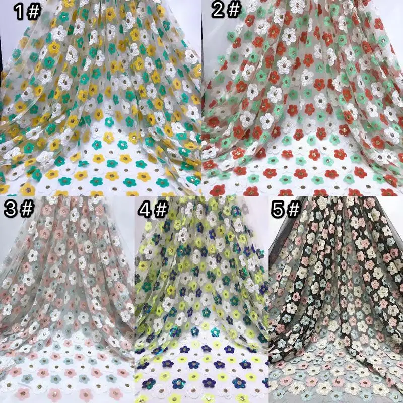 Африканские кружева с блестками вечерние 5 цветов(5 ярдов/партия) voilie кружева/Тюль Кружева/Свадебные Кружева Вышивка невесты Crysal лист ткани