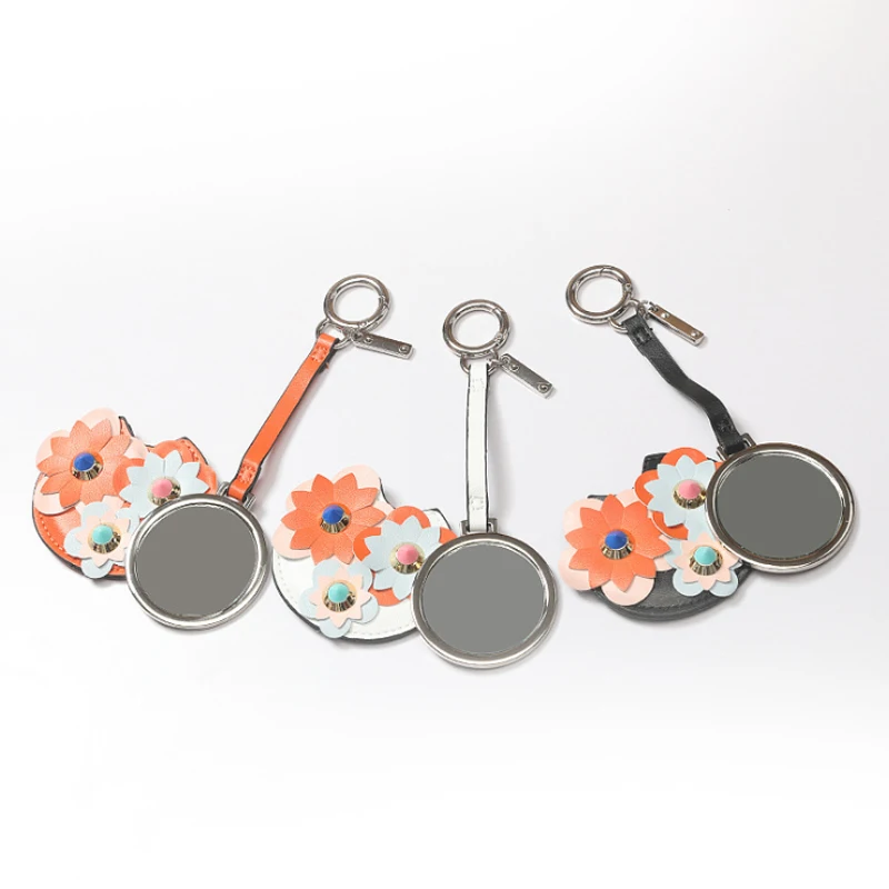 Three-Dimensional Flower Makeup Mirror Vanity Mirror Round MakeupMirror Mobile Phone Key Jewelry Pendant Cosmetic Mirror