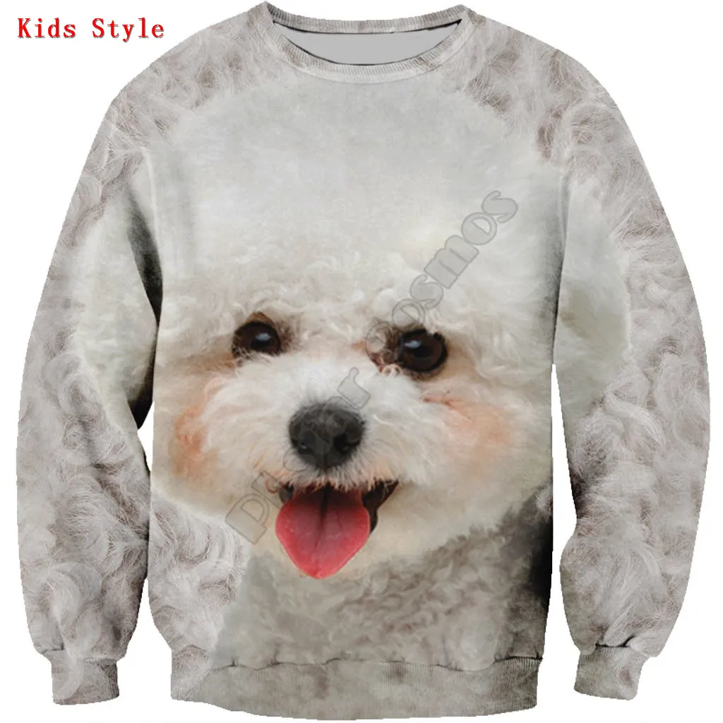 

Bichon Frise 3d printed Hoodies Pullover Boy For Girl Long Sleeve Shirts Kids Funny Animal Sweatshirt