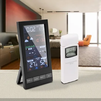 

New Weather Station Temperature Humidity Wireless Colorful LCD Display With Barometer Weather Forecast RCC Clock in/outdoor
